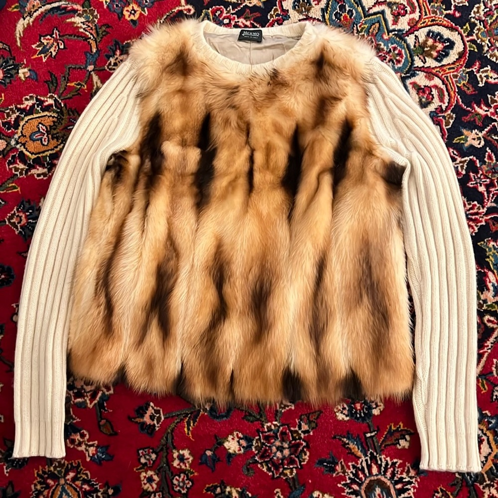 Herno real fox fur 100% cashmere sweater